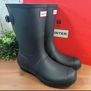 Hunter Women's Original Back Adjustable Short Rain Boots Black Size 6